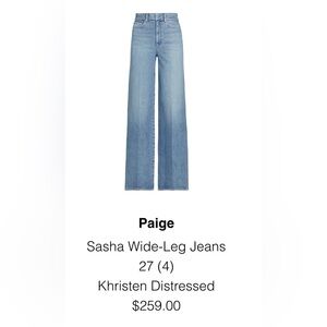 PAIGE Sasha Wide-Leg Jeans, 31" inseam